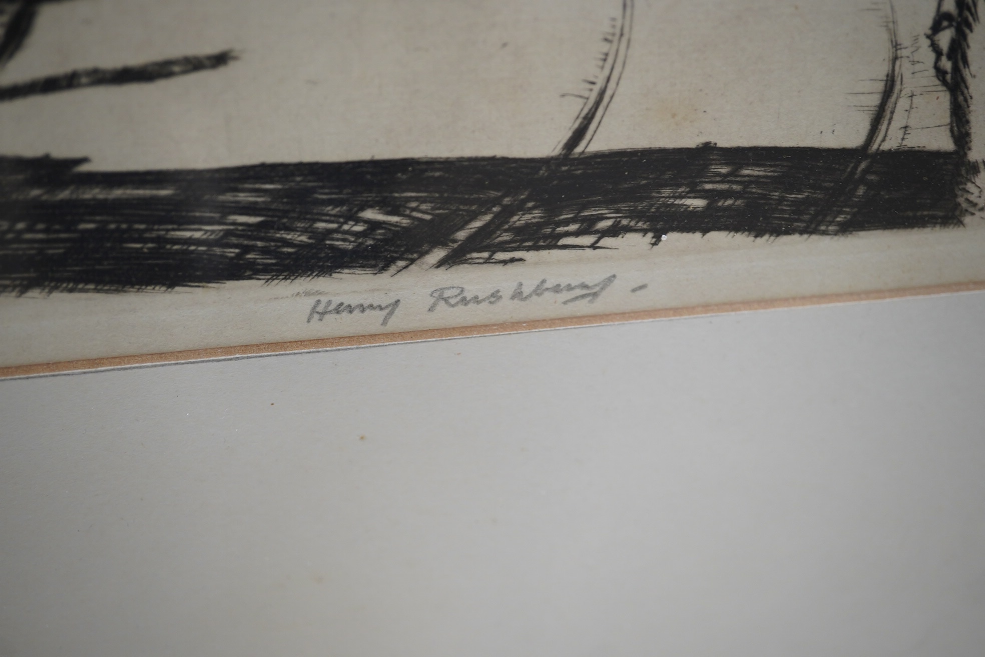 Henry Rushbury (1889-1968), drypoint etching, 'Fasciste', signed in pencil, 38 x 22cm. Condition - fair to good